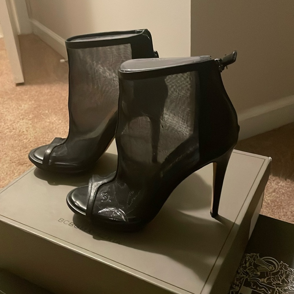 Black mesh BCBG booties